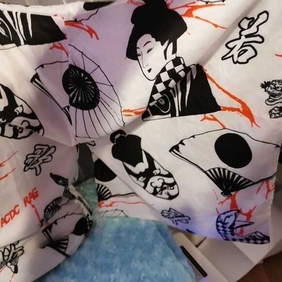 ACDC Rag Yukata Black White Graphic Samurai Print Japan Japanese Kimono Robe Y2K - Picture 13 of 13